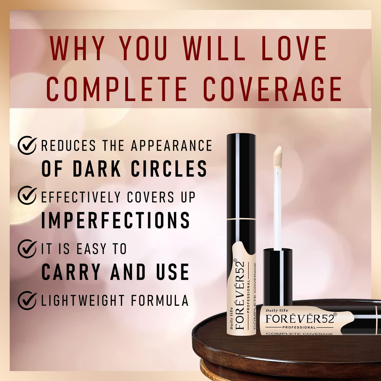 Forever52 Daily Life Easily Blendable Concealer For Face Makeup(Flat White)Natural Finish,Liquid Light Weight Concealer-Cov002
