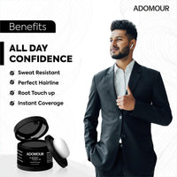 ADOMOUR Root Touchup Powder 4g | Covers Hairline, Grey Roots & Bald Spots Instantly | Sweat & Stain Resistant 24HR | Long Lasting & Natural Finish | Cover Up Hair Powder for Men & Women (Medium Brown)
