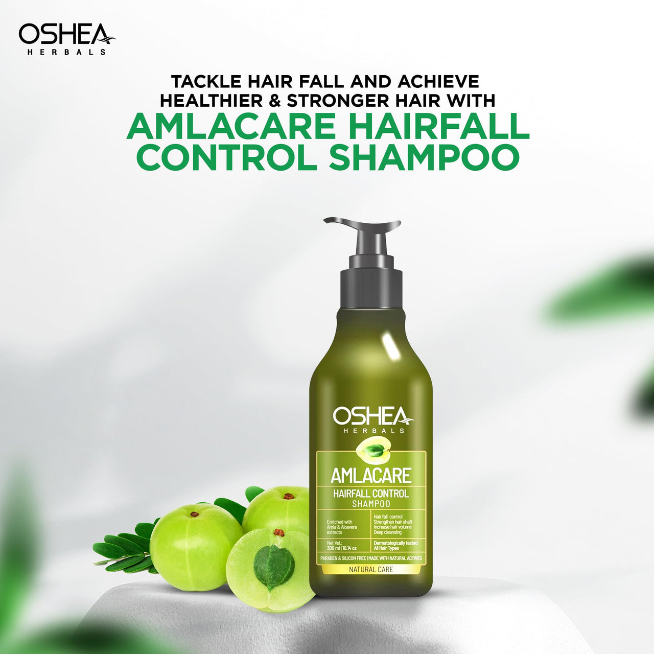 Oshea Herbals Amlacare Hairfall Control Shampoo for Men & Women | Strengthens Hair, Reduces Hairfall & Dandruff | Enriched with Aloe Vera & Amla Extracts - 300 ml