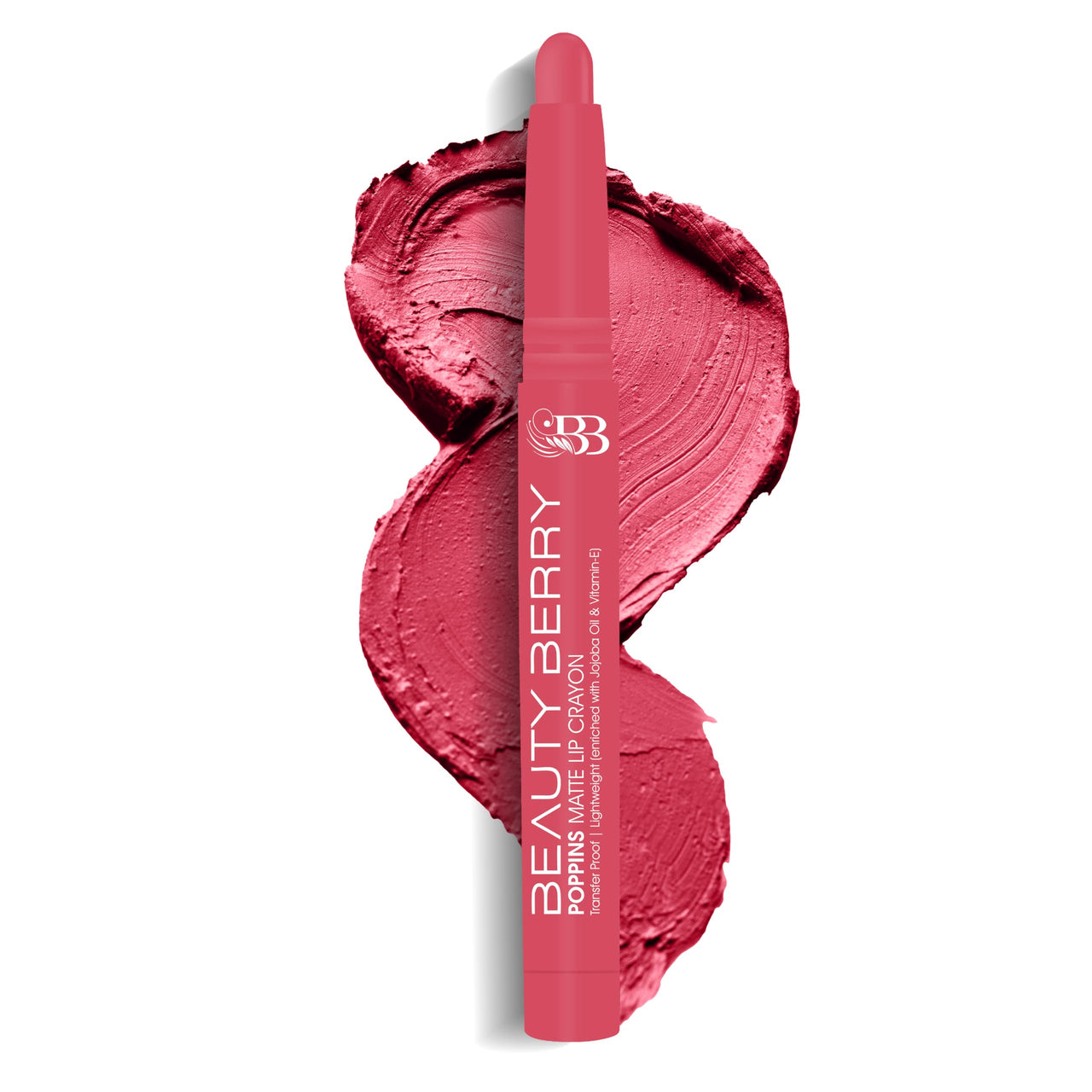 Beauty Berry Poppins Matte Lip Crayon Lipstick for Women | Long Lasting Non Transfer Retractable Lip Crayon | Smudge Proof & Waterproof Lipstick Enriched with Jojoba Oil & Vitamin E (Dusty Pink, 3g)