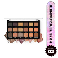 Hilary Rhoda Play N Blend Eyeshadow Palette | Matte & Shimmer Finish | Super-Fine Particles | 18 Trendy Colours | Available In 2 Variants | Blends Easily - 20g (Iconic- Shade 02)
