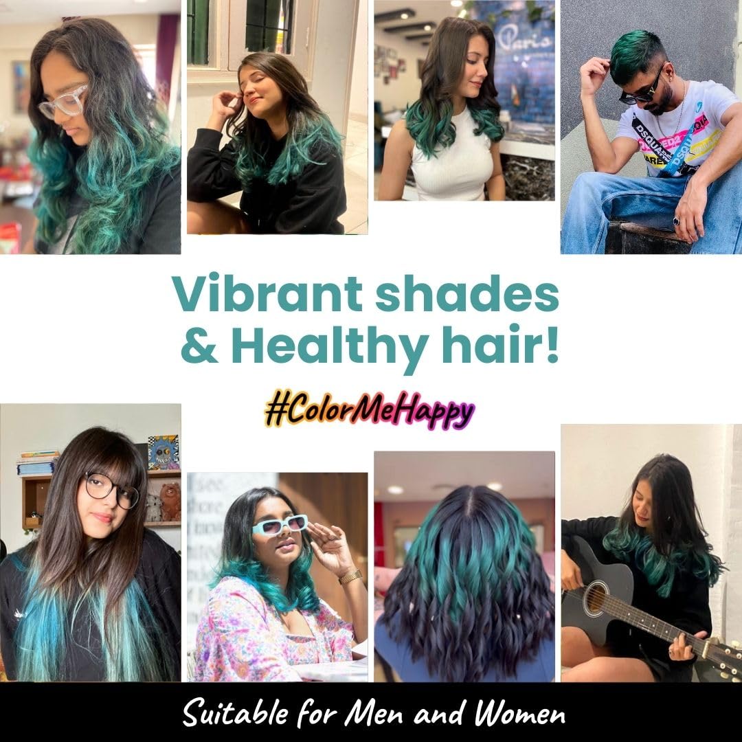 2.Oh! Italian- Aqua Marine Hair Color DIY Kit | Semi Permanent Hair Color + Hair Bleach for Hair Color | Hair Highlights for Women & Men | Hair Bleach with Plex & Argan oil| Lightening Kit