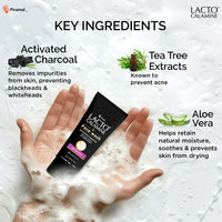 Lacto Calamine Activated Charcoal Face Wash with Aloe Vera & Tea Tree Extract for Deep Skin Detox. Removes impurities and fights blackheads & whiteheads. No Parabens, No Sulphates - 100 ml Pack of 1