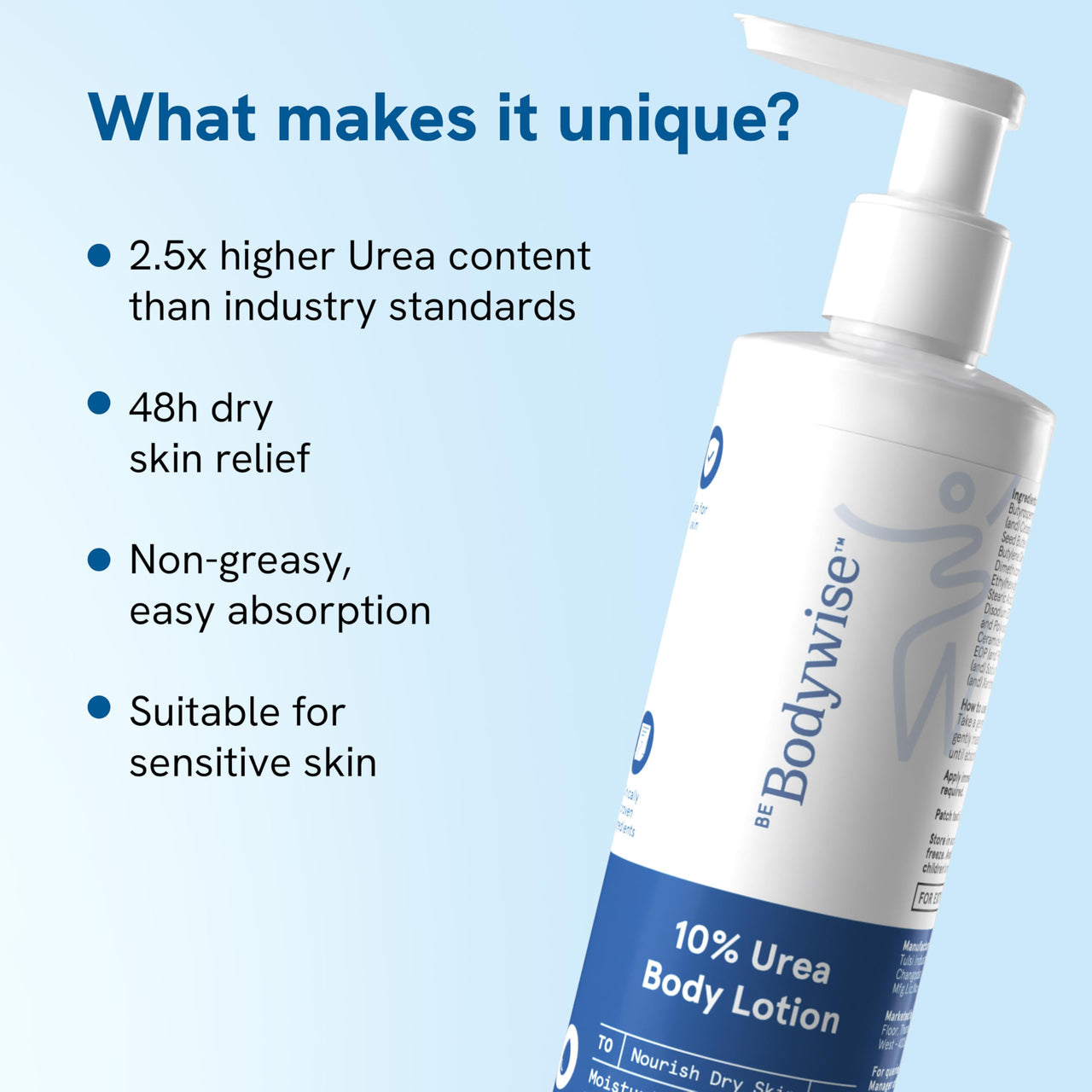 Be Bodywise 10% Urea Body Lotion 200ml | 48 Hour Dry Skin Relief | For Very Dry & Flaky Skin | With Ceramides, Kokum & Mango Seed Butter | Non-Greasy & Lightweight Formula