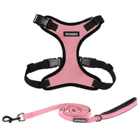 Voyager Step-in Lock Dog Harness w Reflective Dog Leash Combo Set with Neoprene Handle 5ft - Supports Small, Medium and Large Breed Puppies/Cats by Best Pet Supplies - Pink/Black Trim, L Harness Leash Set (Pink/Black Trim) L (Chest: 20 - 25