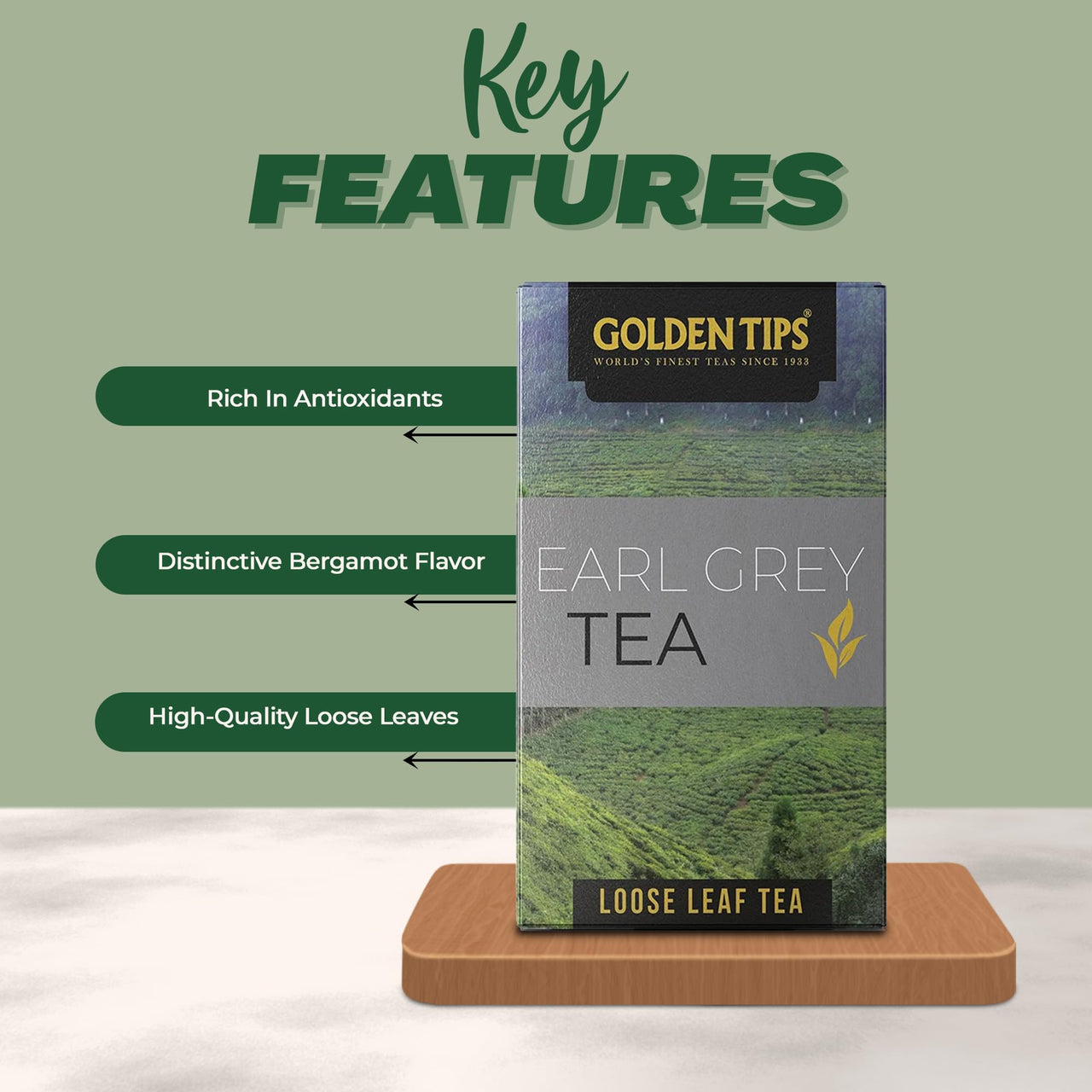 Golden Tips Earl Grey Loose Leaf Black Tea,Full-Leaf Blend Infused with Pure Bergamot, Refreshing & Citrusy Flavor, Classic English Tea, Aromatic & Rich Taste (100 Gram 50 cups)