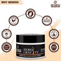 Newish Zero Gravity Hair Wax for Men | 100 gm | Strong Hold, Matte Finish, Long-Lasting | Hair Styling Wax for All Hair Types