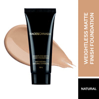 FACESCANADA Weightless Light Coverage Matte Finish Foundation For Oily Skin oil Mini,18Ml,Natural 02,1 Count&Weightless Stay Matte Compact Powder Vitamin E&Shea Butter,Spf 20 Natural 02,9G,Pack Of 1
