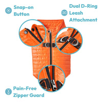 Gooby Puffer Vest Dog Jacket - Turquoise, Large - Ultra Thin Zip Up Wind Breaker with Dual D Ring Leash - Water Resistant Small Dog Sweater Coat - Dog Clothes for Small Dogs Boy or Medium Dogs Large chest (20.75