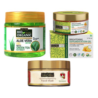 Indus valley Face care combo of Aloe vera gel, Depigmentation Gel and Skin Lightening Brightening Face mask (175ml+50ml+50ml=275ml)