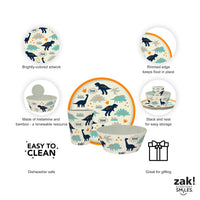 Zak Designs Kids Dinnerware Set 3 Pieces, Durable and Sustainable Melamine Bamboo Plate, Bowl, and Tumbler are Perfect For Dinner Time With Family (Zaksaurus) 8