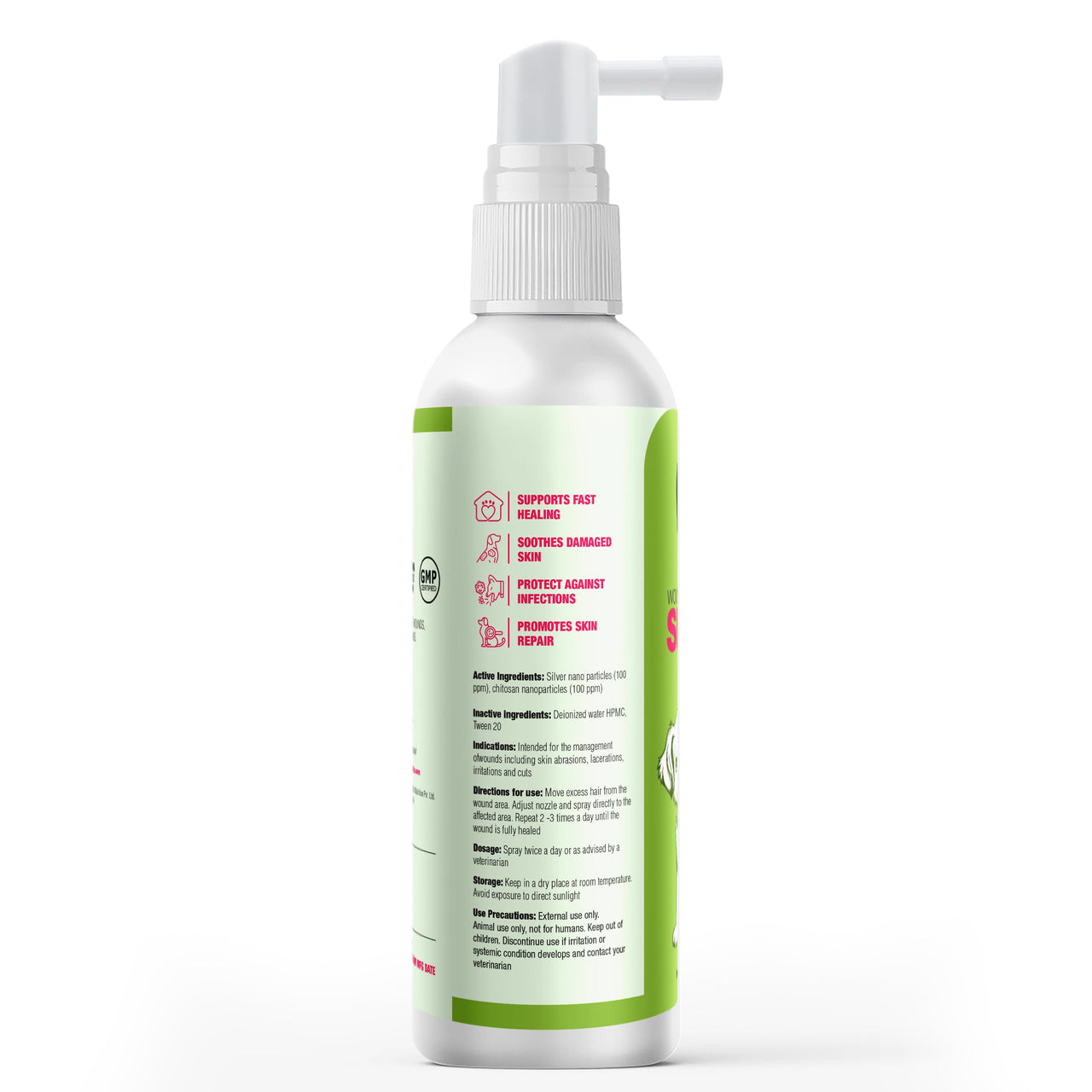 Wagging Tails Wound Care Spray for Dogs & Cats- 100ml | Promotes Healing, Soothes Skin, & Helps Protect Against Infections | Suitable for Cuts, Scratches, Surgical Wounds, Abscesses & Abrasions