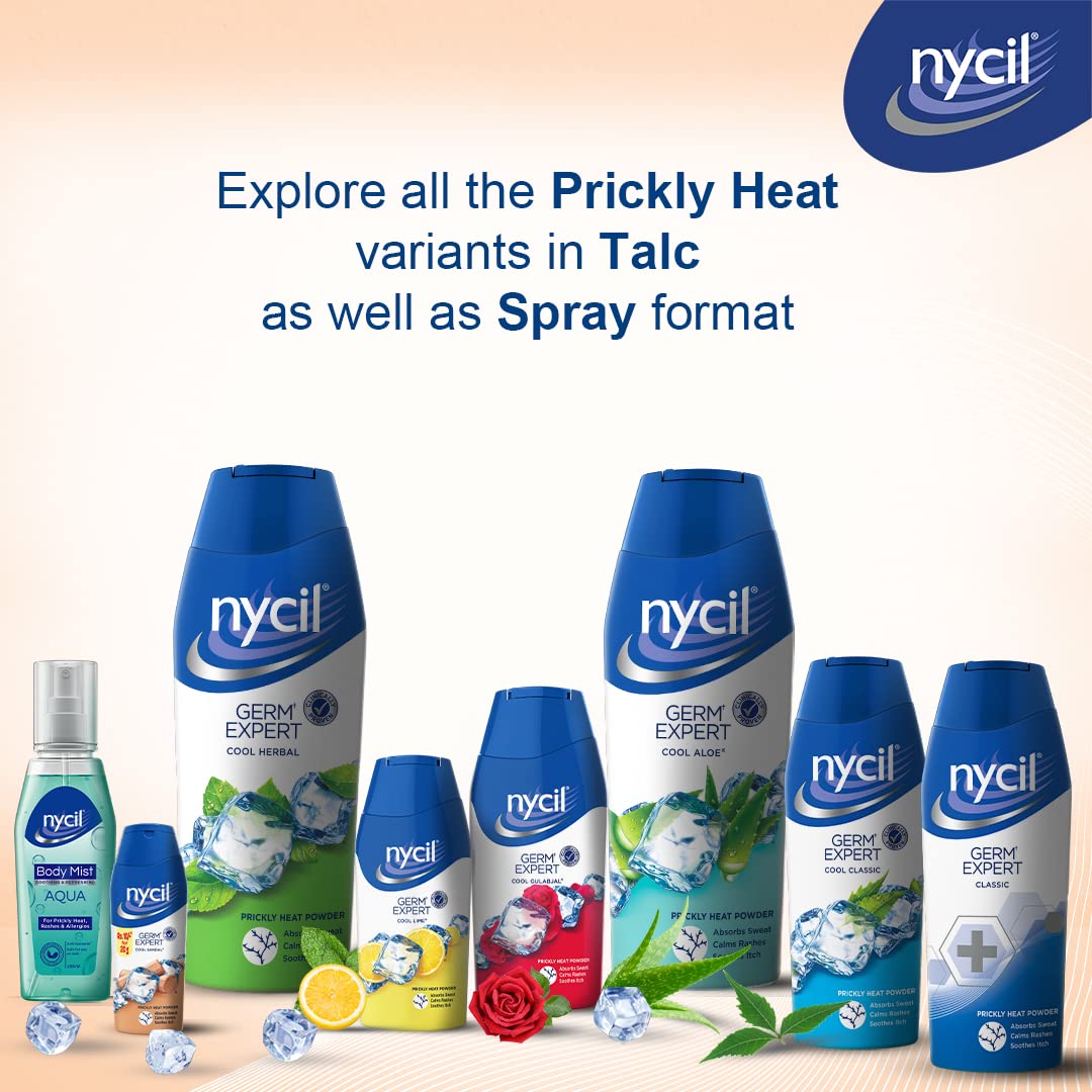 Nycil Cool Sandal Prickly Heat Talcum Powder, 150g (Cool Herbal 60g Free)