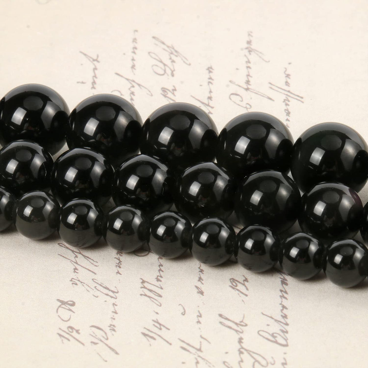 45pcs 8mm Natural Stone Beads Black Obsidian Beads Energy Crystal Healing Power Gemstone for Jewelry Making, DIY Bracelet Necklace
