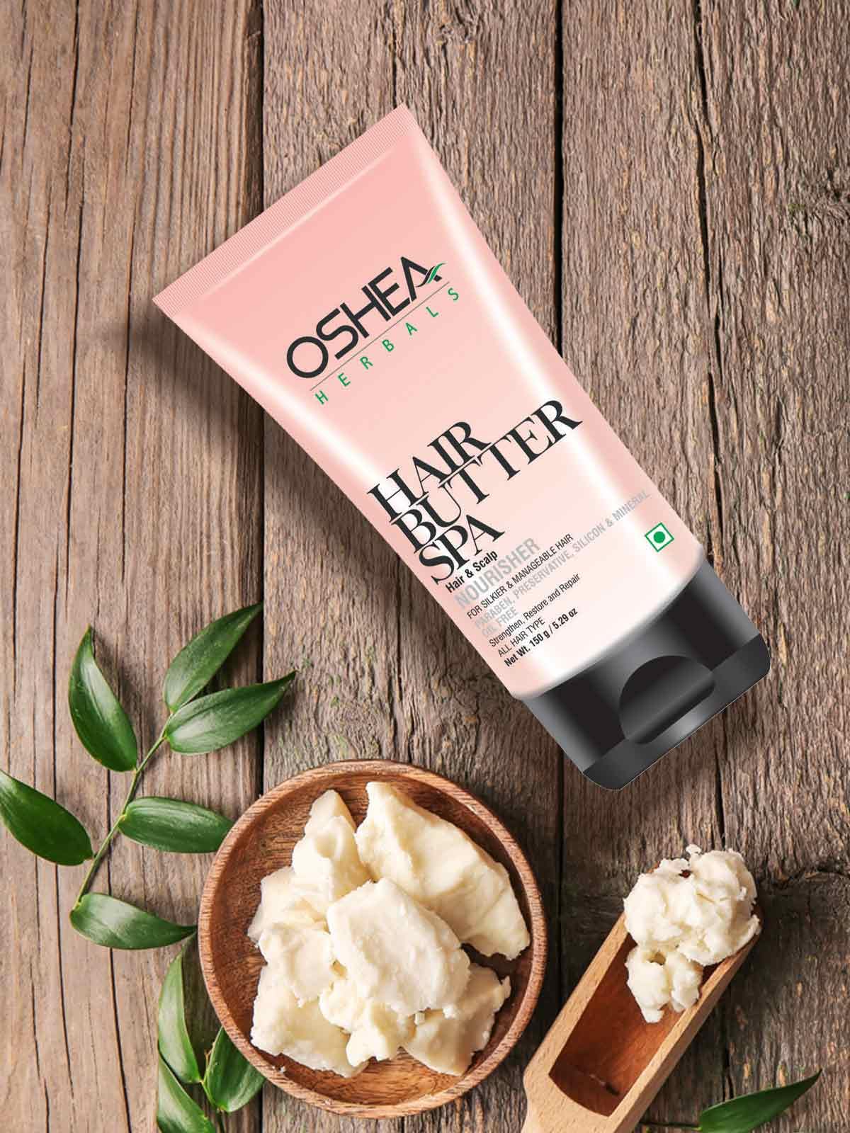 Oshea Herbals Hair Butter Spa Cream for All Hair Types | Deep Moisturizing with Silky Smooth Texture, Repairs Dull & Damaged Hair | Enriched with Cherry, Basil & Neem Extract 150 g