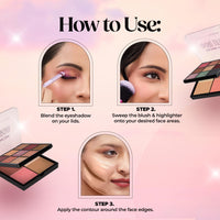 Hilary Rhoda Transform Face Palette|9 Eyeshadows|2 Blushes|Highlighter & Contour|Highly Pigmented|Available In 2 Variants|Matte & Shimmer Finish|All-In-One Kit|18G (Soft Glam - Shade 01)