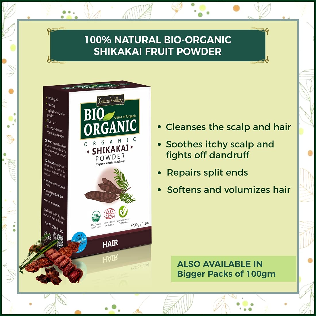 INDUS VALLEY Hair Strengthening pack (Amla, Reetha, Shikakai, Hibiscus Powder) | Beauty Gift Set | Gift for Your Best Friend, Lover, Girlfriend, Fiancee, Wife, Mother, Daughter on Diwali Gift, Christmas, Birthday, Anniversary, New year, Valentine's Day, M