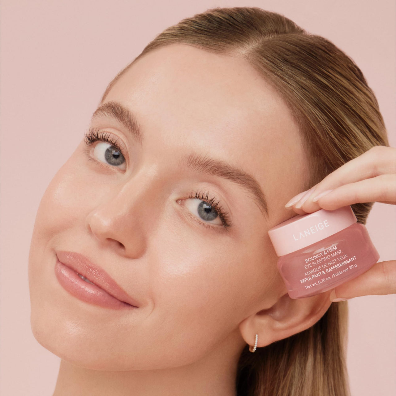 LANEIGE Bouncy & Firm Plump, Firm and Glow Set of 3 includes Eye Sleeping Mask 20G, Face Sleeping Mask 10ML and Lip Treatment Balm 2G with Pouch