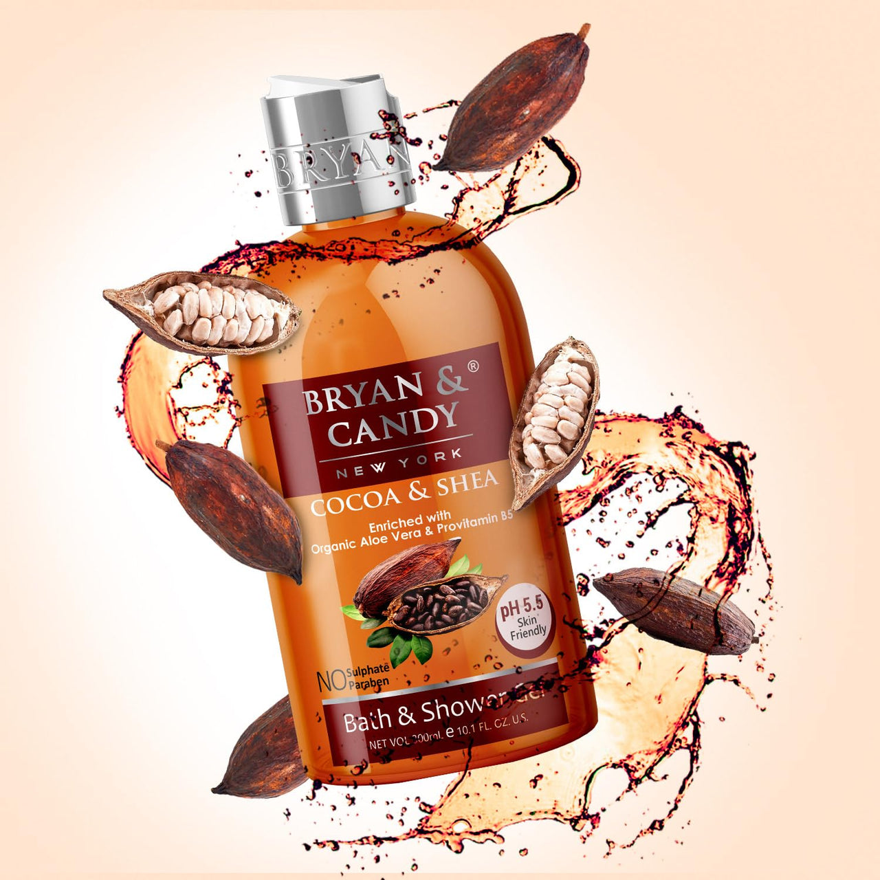 Bryan & Candy Shower Gel with Aloe Vera. Gentle, Moisturizing Body Wash for Soft, Supple Skin (Cocoa Shea Shower Gel, 300ml)