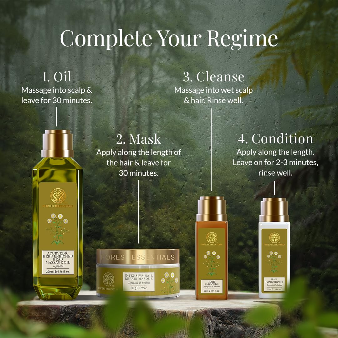 Forest Essentials Ayurvedic Japapatti Head Massage Oil For Stronger, Thicker Hair | Best for Dry & Chemically Treated Hair | Reduces Hairfall & Controls Frizz | Cold Pressed & Natural