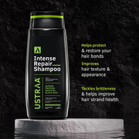Ustraa Intense Repair Shampoo - 250 ml - Set of 2 | Fiber Restoration Technology | Helps Protect & Restore Hair Bonds | with Black Rice, Quinoa Extracts & Keratin | No SLS, No Paraben