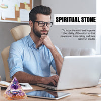 Orgone Pyramid - Orgonite Healing Amethyst Crystal Sphere with Reiki Obsidian Protection Handmade Pyramids Valentines Day Gift Home Office Decor Positive Energy for Balancing (Amethyst+Tree Of Life) Amethyst+Tree Of Life