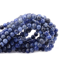 100Pcs Natural Crystal Beads Stone Gemstone Round Loose Energy Healing Beads with Free Crystal Stretch Cord for Jewelry Making (Blue Sodalite, 8MM) Blue Sodalite