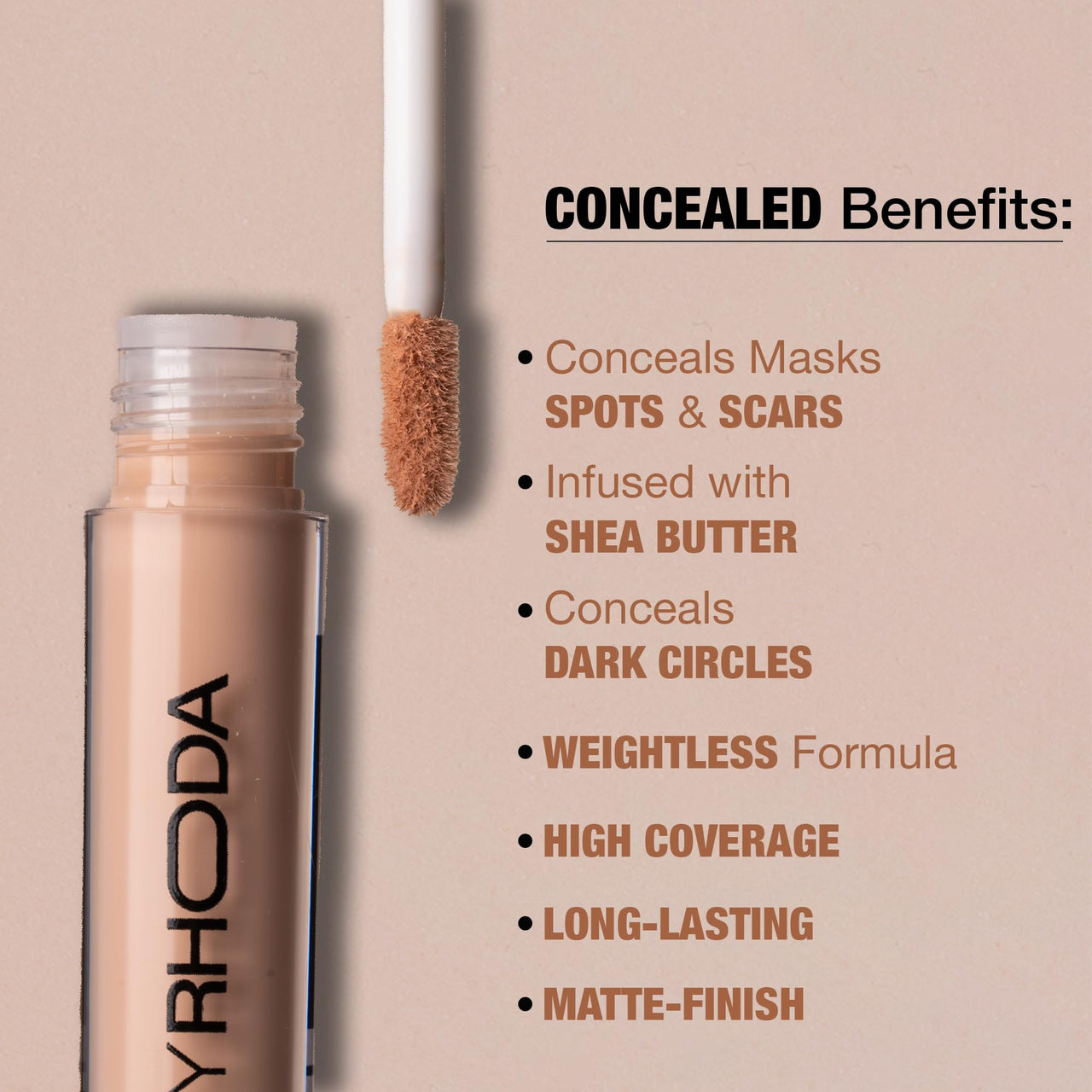 Hilary Rhoda Hide It All Cover Conceal | Conceals Masks, Scars & Dark Circles | High Coverage Concealer | With Shea Butter | Matte Finish | Cruelty-Free & Vegan (Ivory- Shade 1, 3.7ml)
