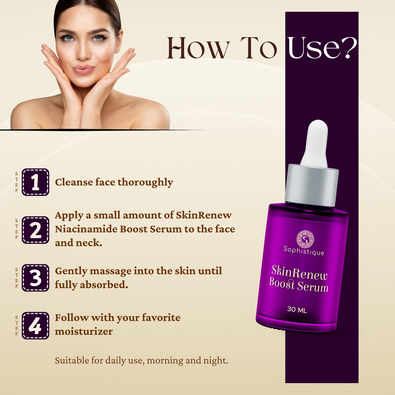 SOPHISTIQUE Niacinamide Serum 10% Niacinamide Face Serum for All Skin Types, Anti Acne, Oil Control, Skin Clarifying, Blemishes & Pore Care, Achieve Clear, Glowing & Brightening Skin, 30 ml, pack of 1
