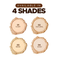 Hilary Rhoda HD High-Definition Pressed Powder | 2 in 1 Compact Powder | Shimmery & Matte Finish | Oil Control Formula | 18g (Buff Beige - Shade 03)