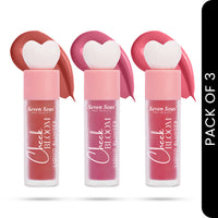 Seven Seas Cheek Bloom Liquid Blusher | Long Lasting and Highly Pigmented | Liquid Blusher and Lip Gloss (01-Copper Cheeks, 02-Chic Pink, 03-Rosy Cheeks, Pack of 3)