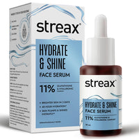 Streax Hydrate & Shine Face Serum, 30ml|10% Hyaluronic Acid|Serum for Glowing Skin |Instant Glow, Deep Hydration & Brightening in 3 Days|Glass Skin Finish|Clinically Tested| All Skin type
