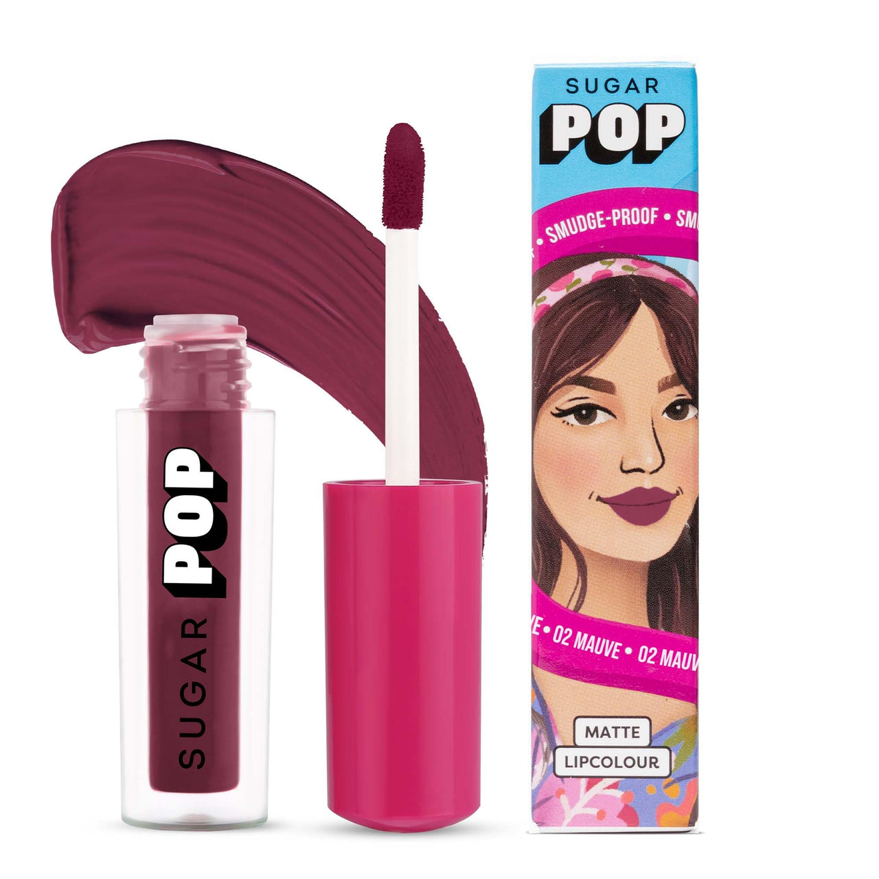 SUGAR POP Matte Lipcolour | Lasts Upto 8 hrs l Mauve Lipstick for Women l Vitamin E Infused | Non-Drying, Smudge Proof, Long Lasting | 1.6ml - 02 Mauve (Dark Mauve)