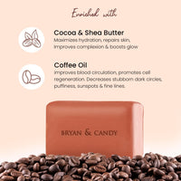 Bryan & Candy Coffee Ultra Moisturizing Bathing Bar Enriched with Coffee Oil, Cocoa shea Butter, Skin Friendly pH 5.5 for Polishing & Toning Skin, All Skin Types (100 gm)