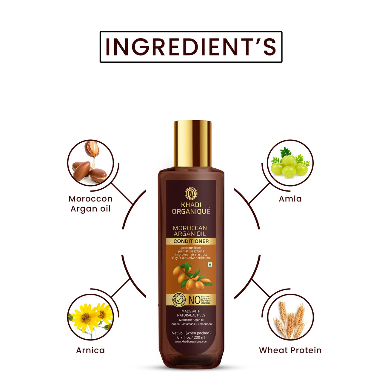 Khadi Organique Moroccan Argan Oil Hair Conditioner For Dry Hair | Frizz Free Hair - 200ML