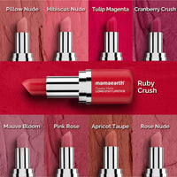 Mamaearth Creamy Matte Long Stay Lipstick with Murumuru Butter and Vitamin E for 8-Hour Long Stay (Flakeproof & Non-Drying | Intense Color Payoff) - 4.2g (Ruby Crush)