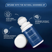 BELLAVITA Deo White Natural Underarm Roll On Deodorant for Men |Control Odour|Alcohol-Free| Antiperspirant for Long Lasting Freshness, 50ml Each (Pack of 2)