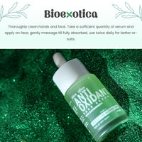 Bioexotica Anti-Oxidant Face Serum Helps Tightening Skin contains Seven Super Herbs & Aloe Vera For 24 Hours Moisturizing Suits All skin Types, No Silicon's & No Parabens - 30 ml (Pack of 1)