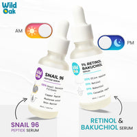 WildOak Advanced Korean Snail Mucin 96 Peptide Face Serum | Powerful Skin Barrier, Anti-Aging & Wrinkles | 72 Hours Skin Hydration | Korean Skincare | Tremella Mushroom for Dewy Soft & Plump Skin | 30ml