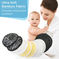 LuvLap Natural Bamboo Washable Nursing Breast Pads for Breast feeding mothers, Beautiful Lace Style, Contoured Shape for snug fit, Nipple Pad, Includes Laundry Bag, Super absorption, 10Pc