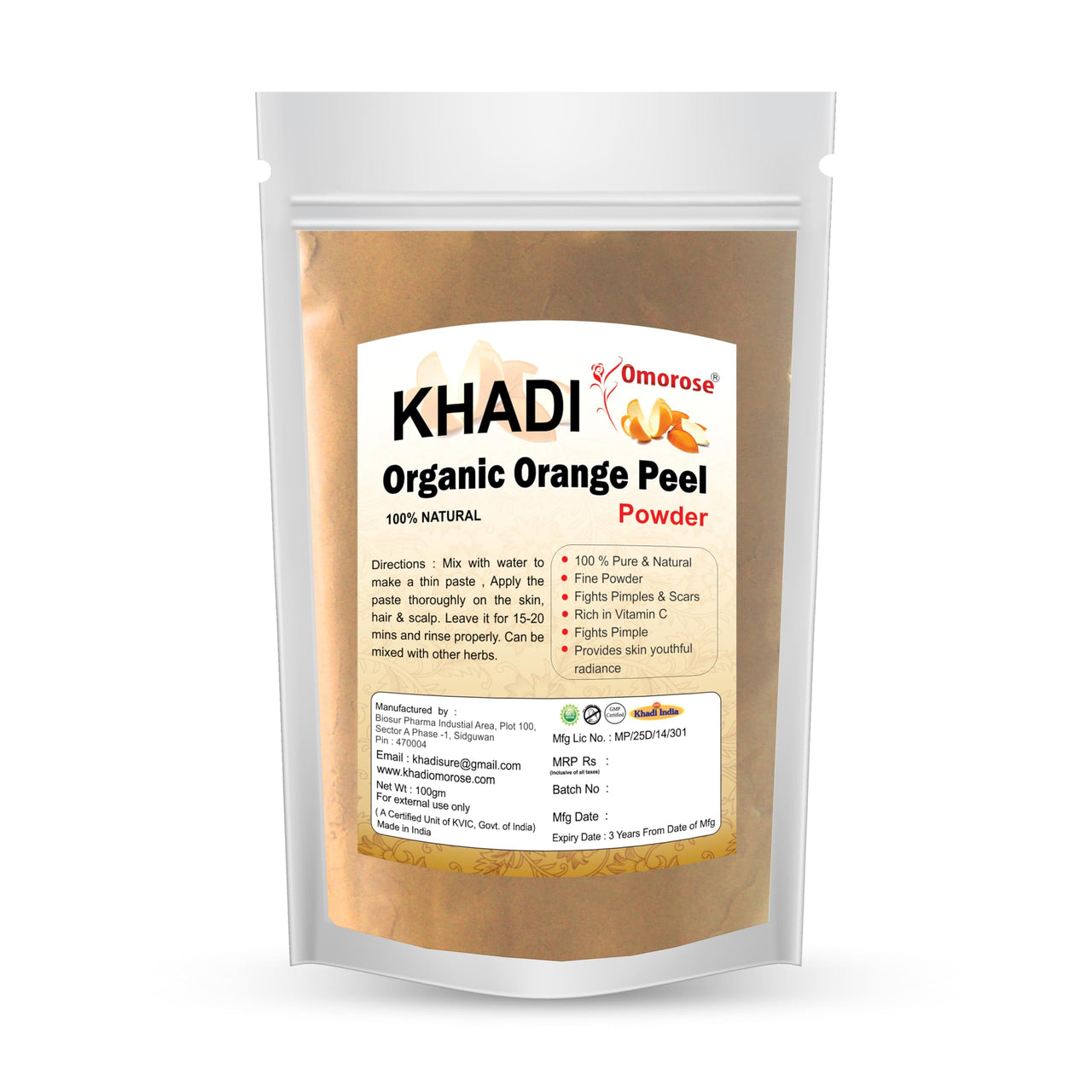 Khadi Omorose Orange Peel Powder For Natural Cleanser (100 Gms)