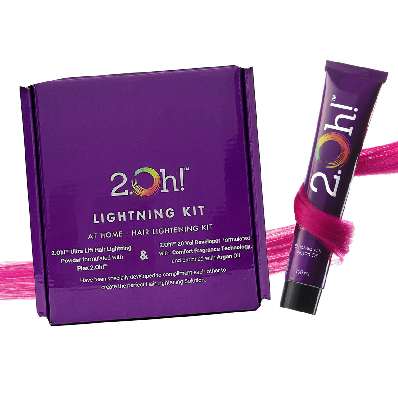 2.Oh! Italian- Pink Hair Color DIY Kit | Semi Permanent Hair Color + Hair Bleach for Hair Color | Hair Highlights for Women & Men | Hair Bleach with Plex & Argan oil| Lightening Kit