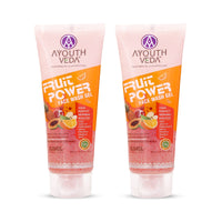 AYOUTHVEDA Fruit Power 100 Ml Face Wash Gel For Glowing Skin| Face Wash, Vitamin A, C & Anti-Oxidants | All Skin Types | Facial Cleanser For Daily Use (Pack 2; 100Ml Each)