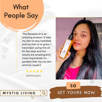 Mystiq Living Flaxseed Oil with Omega - 3 for Healthy Hair, Skin & Body | Cold Pressed, 100% Pure & Natural - 100 ML