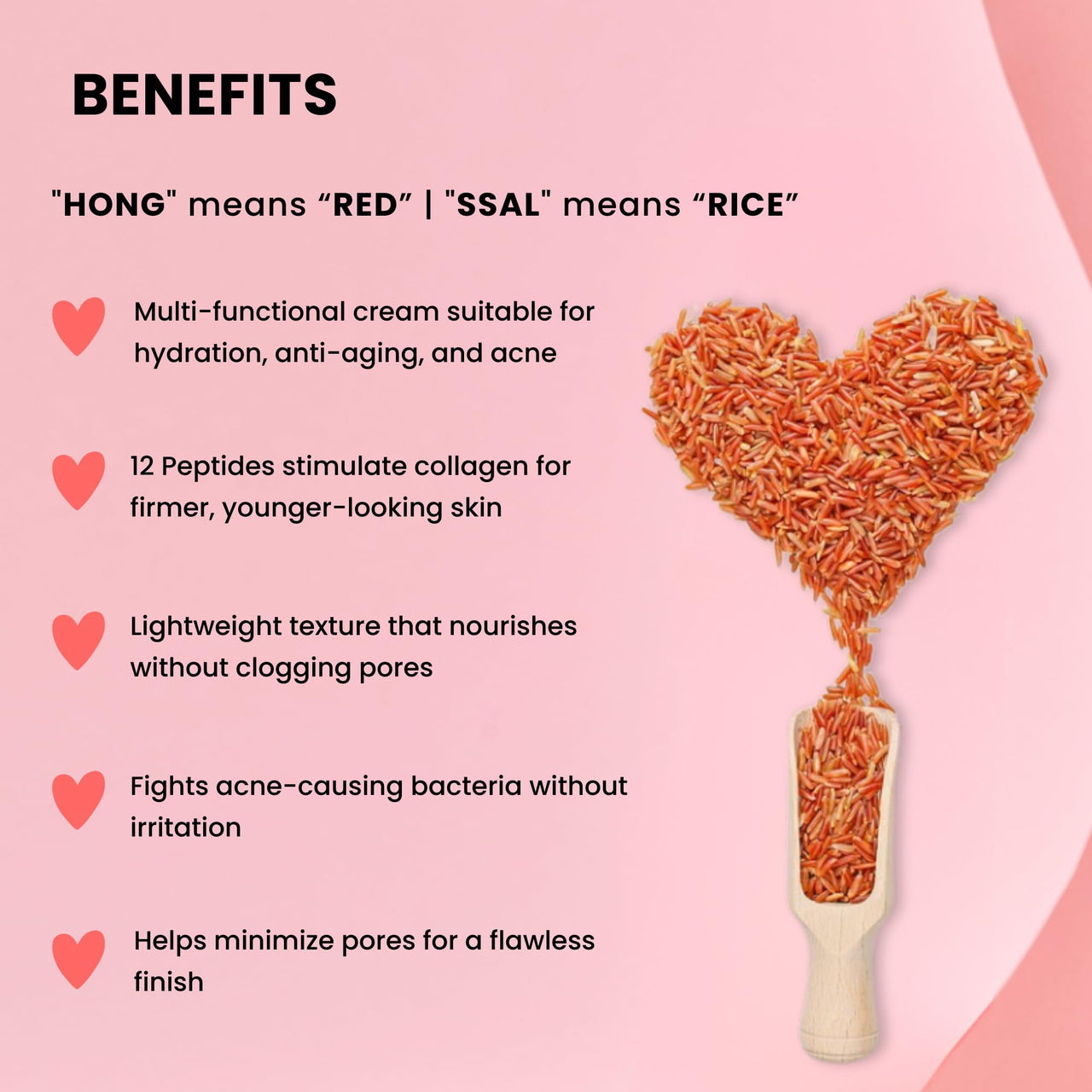 Mirabelle Korea Red Rice All In One Moisturizing Cream | Red Rice Extracts For Skin Brightening | Totarol Controls Acne | Lightweight, Non-Greasy| Korean Skin Care Products| For All Skin Types 50g