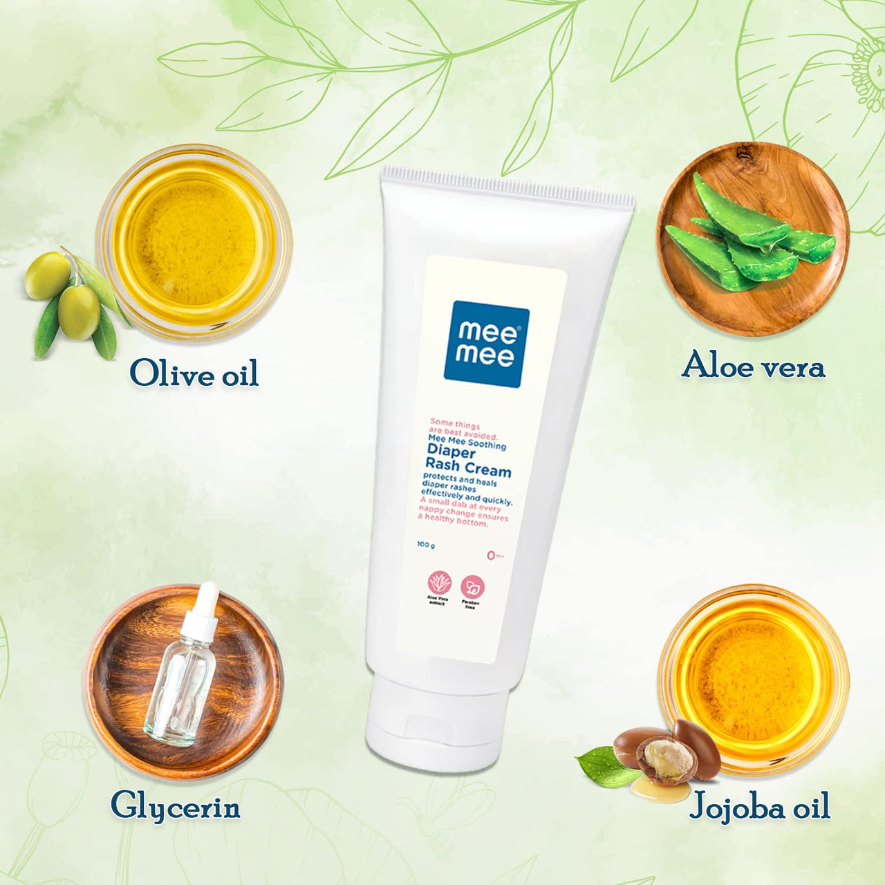 Mee Mee Diaper Rash Cream with Aloe Vera 100 g | Natural Cream For Newborns & Babies | Natural Solution for Treating and Preventing Diaper Rash | Soothing Relief (Single Pack)
