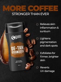 Beardo De-Tan Body Wash for Men, 200ml (Pack of 2) | Tan Removal| Caffeine Body Wash | With Coffee & Aloe Extracts | For Body & Face | Refreshing Fragrance