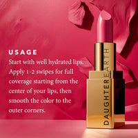 DAUGHTER EARTH Original Pink Lipstick | Vegan Plant Based Highly Pigmented Natural Lightweight Non Drying Lip Color | Long Lasting Phytonutrient Lipstick With Vit E & Bakuchiol | UV Protection | 4g
