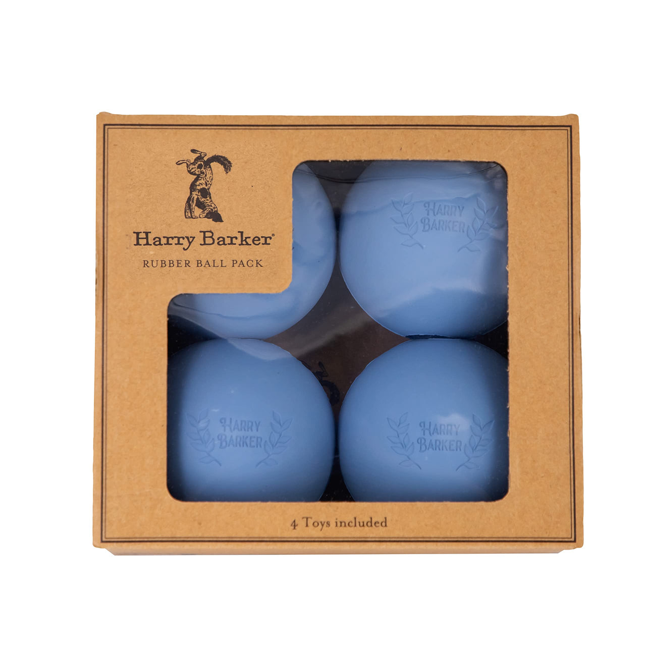 Harry Barker Rubber Balls and Rubber Chew Stick, Rubber Bone for Dogs - 3" Rubber Balls - 4 Pack