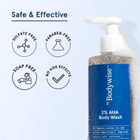 Be Bodywise 2% AHA Body Wash | With 1% Lactic Acid, Glycolic Acid & 4% Glycerin | Exfoliates & Promotes Glowing Skin | Smoothens Rough & Bumpy Skin | Daily Use Shower Gel | 250ml